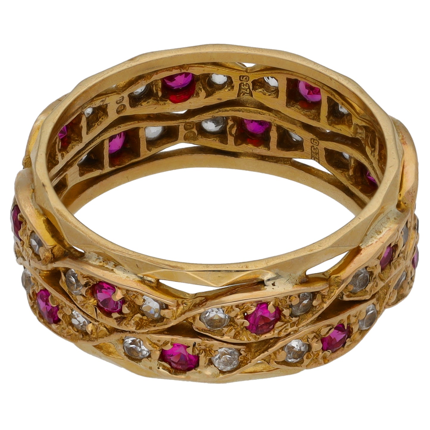 9ct Gold Imitation Gems Eternity Ring Size O