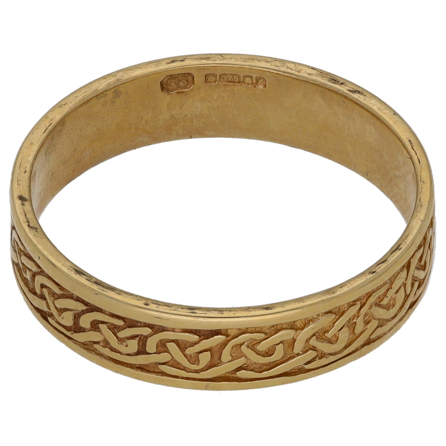 9ct Gold Patterned Wedding Ring Size Q