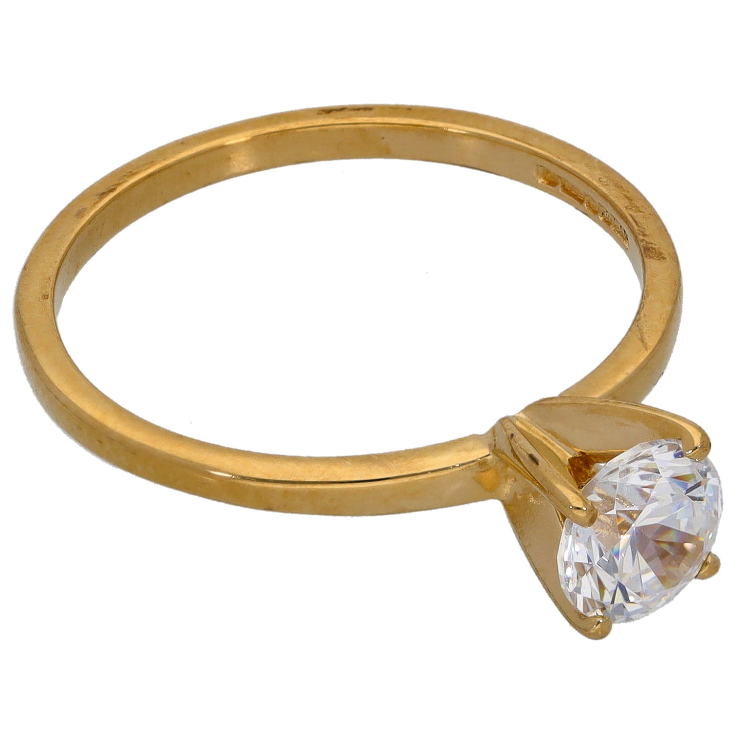 14ct Gold Cubic Zirconia Single Stone Ring Size Q