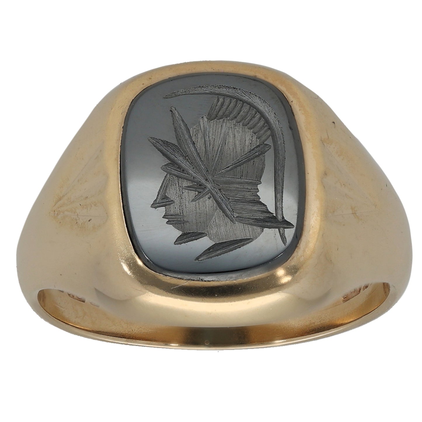 9ct Gold Hematite Single Stone Signet Ring Size S