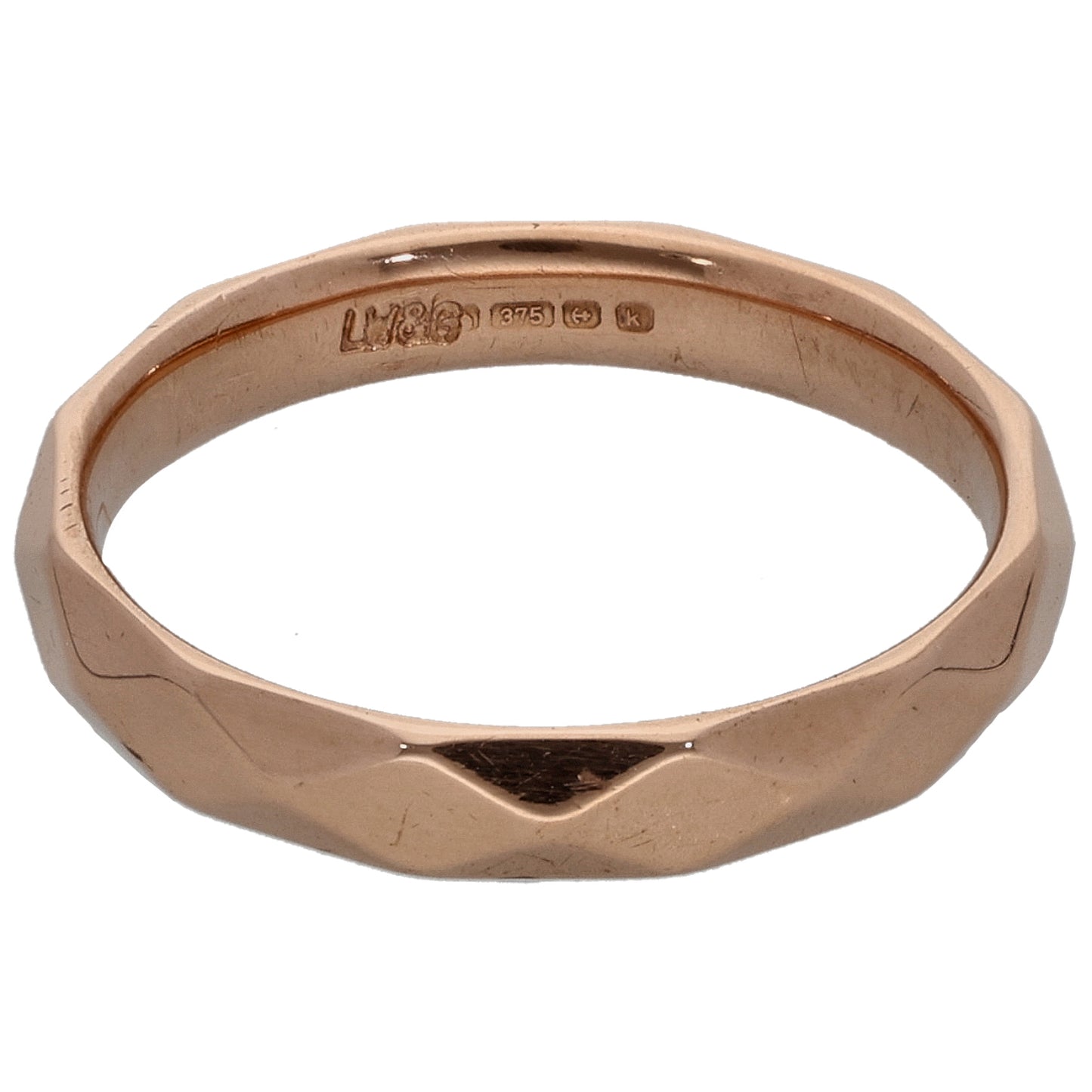 9ct Rose Gold Patterned Wedding Ring Size M
