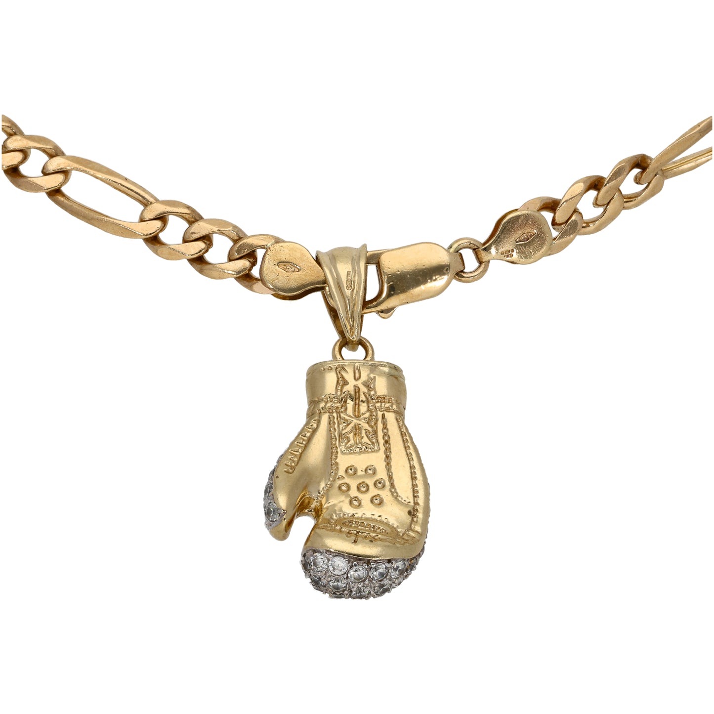 9ct Gold Cubic Zirconia Boxing Glove Pendant With Chain