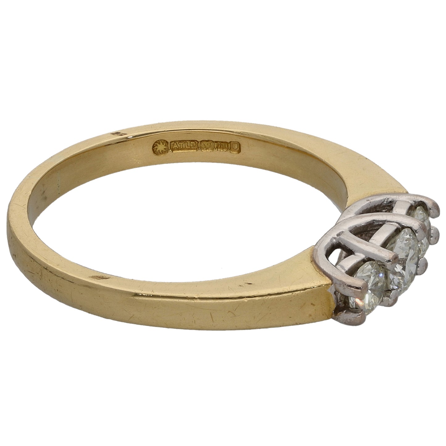 18ct Gold 0.50ct Diamond Trilogy Ring Size O