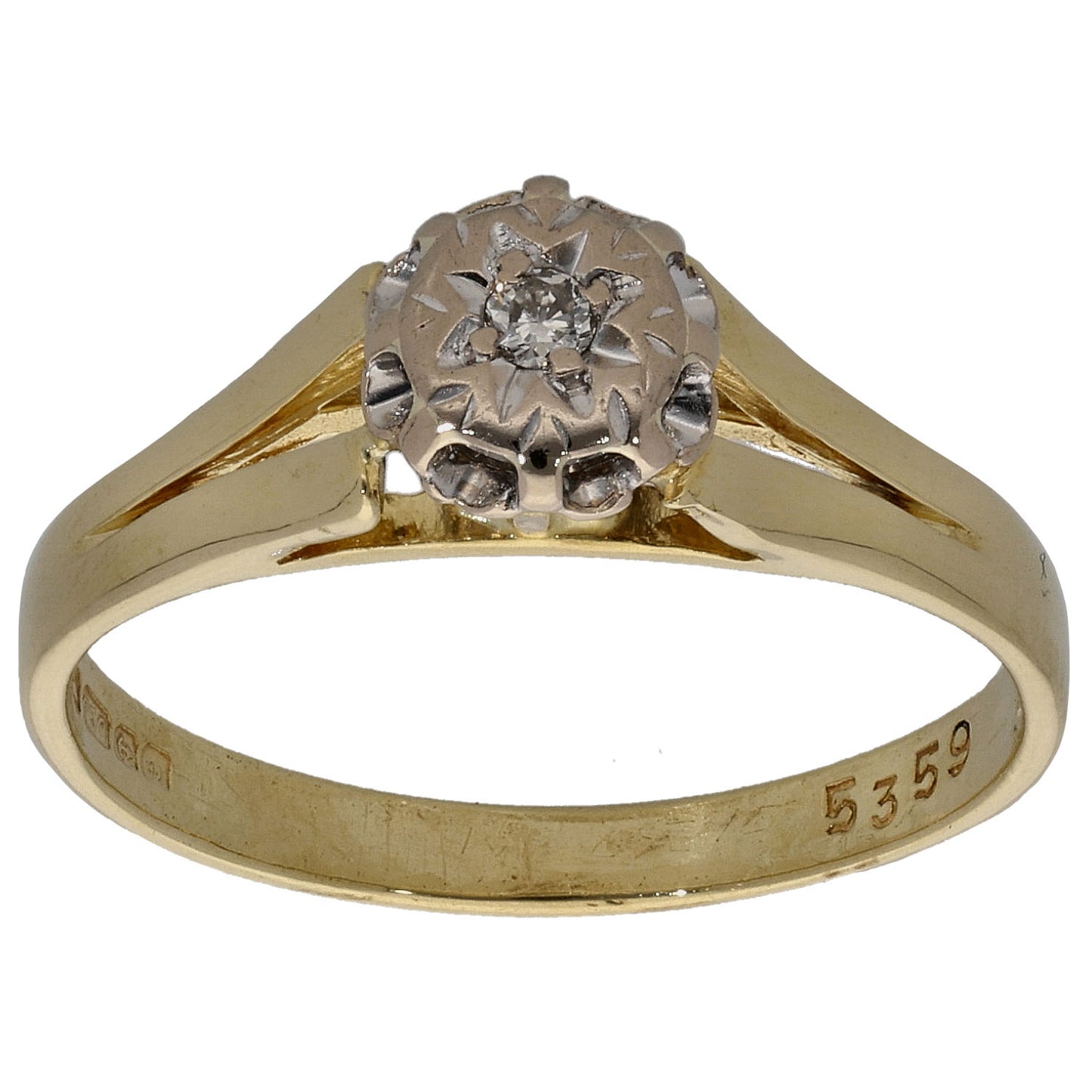 18ct Gold 0.02ct Diamond Solitaire Ring Size M