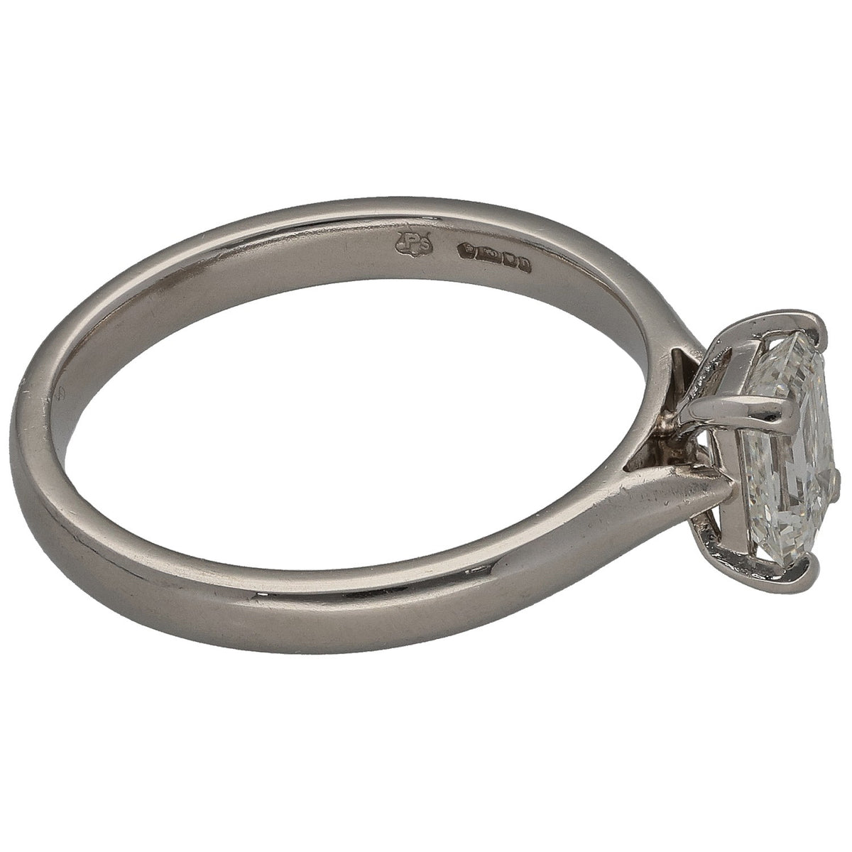 Platinum 0.81ct Diamond Solitaire Ring Size N