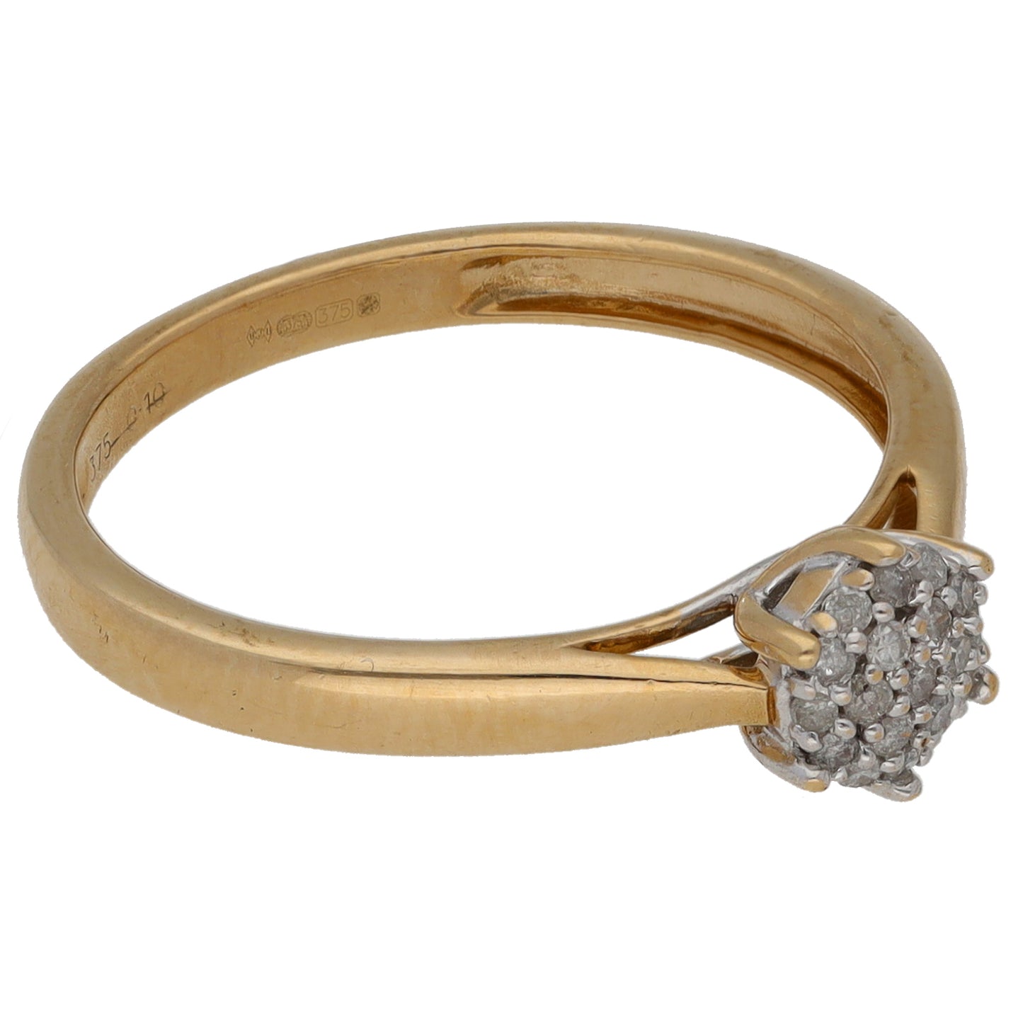 9ct Gold 0.10ct Diamond Cluster Ring Size O