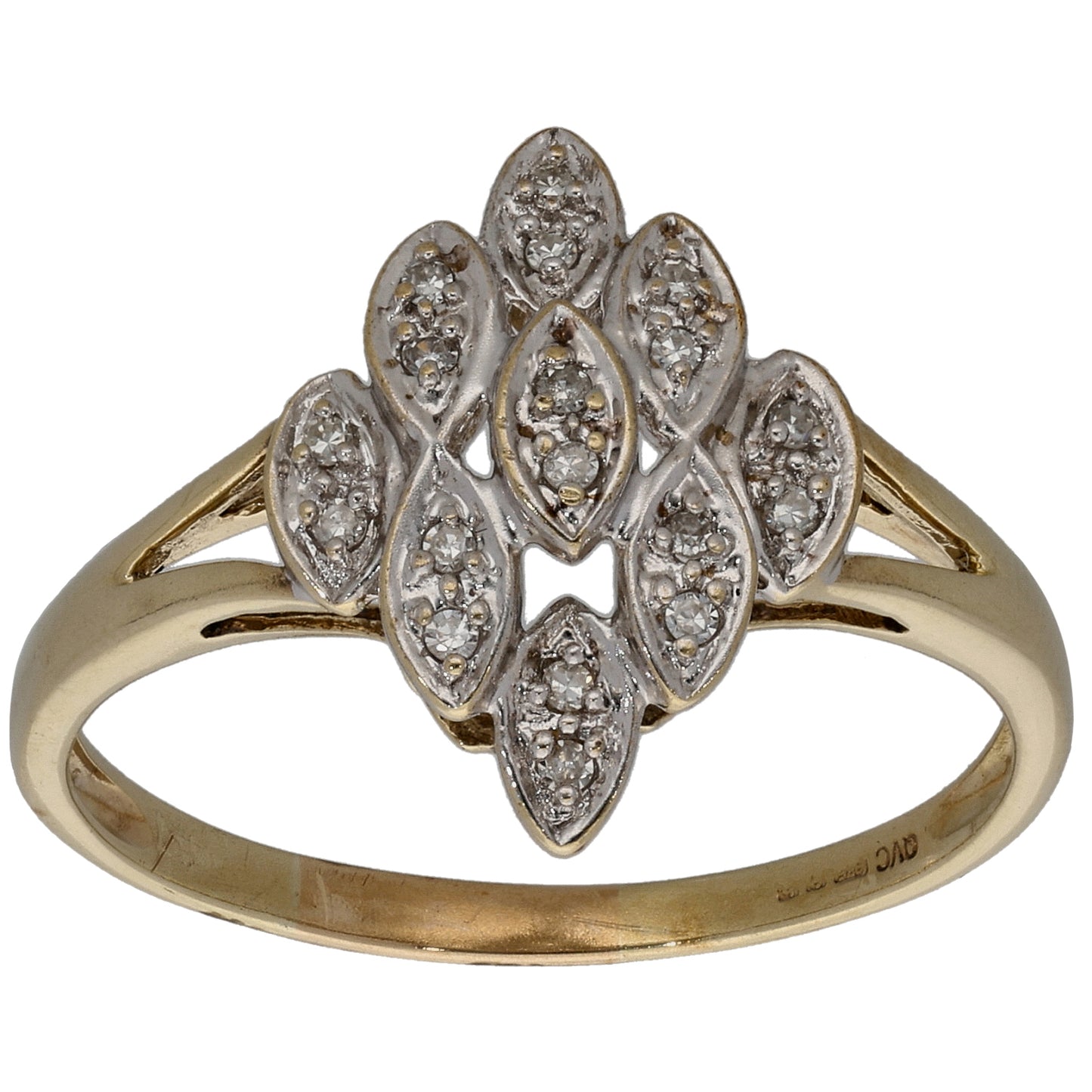 9ct Gold 0.18ct Diamond Cluster Ring Size T