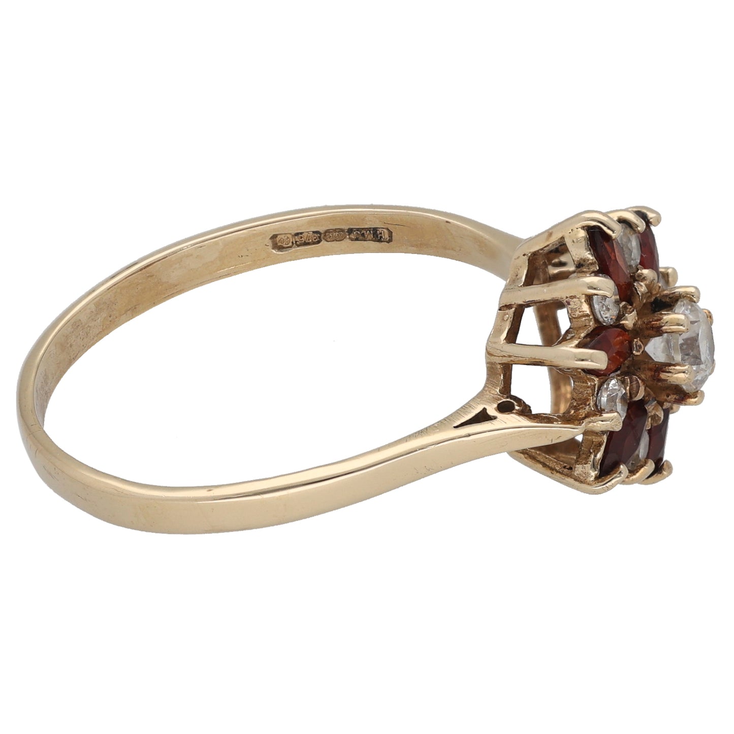 9ct Gold Garnet & Cubic Zirconia Dress/Cocktail Ring Size U