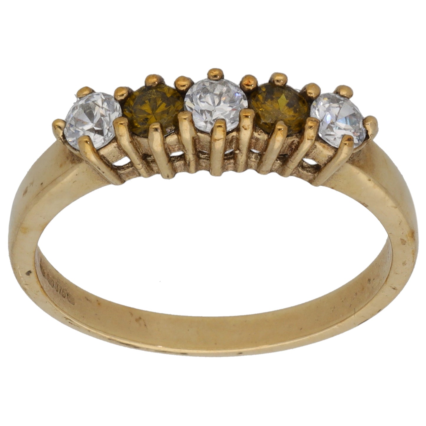 9ct Gold Zircon & Cubic Zirconia Half Eternity Ring Size R