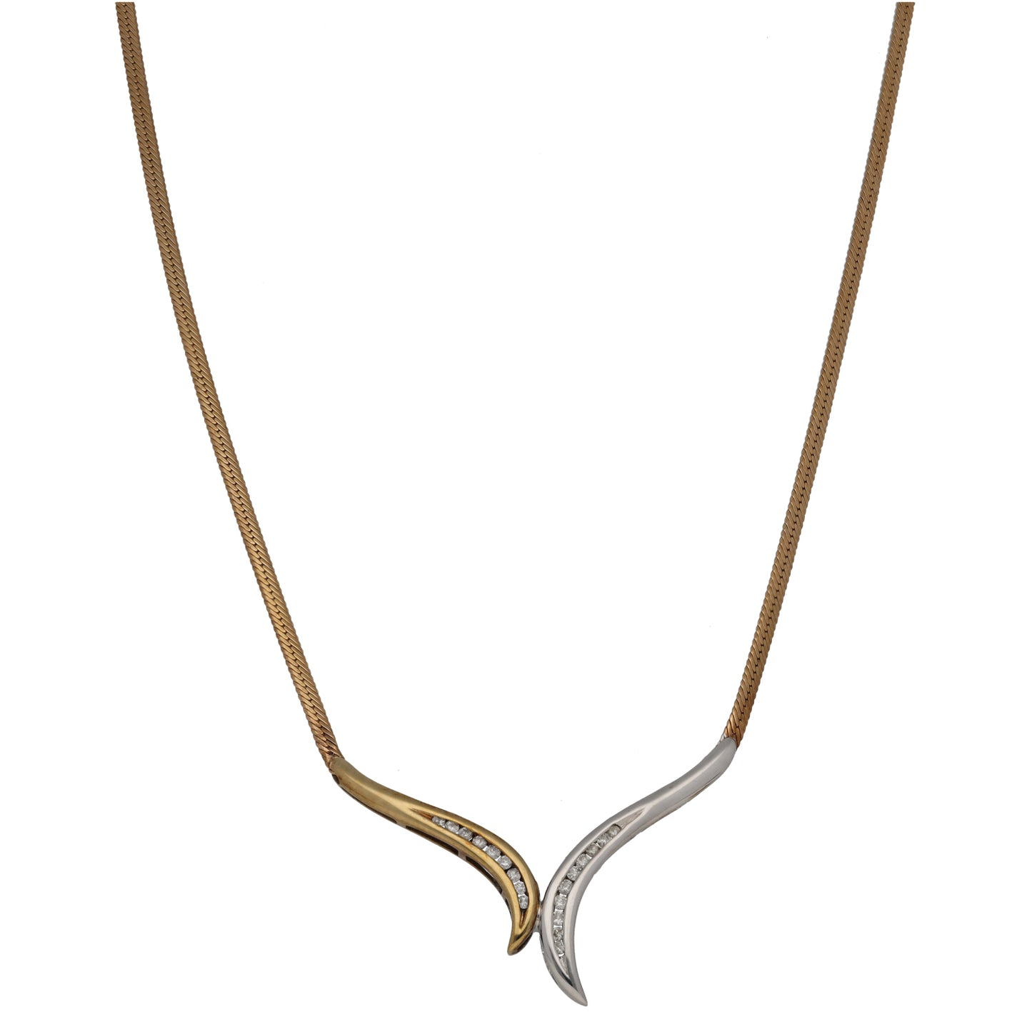 9ct Bi-Colour Gold 0.19ct Diamond Fancy Necklace 16"