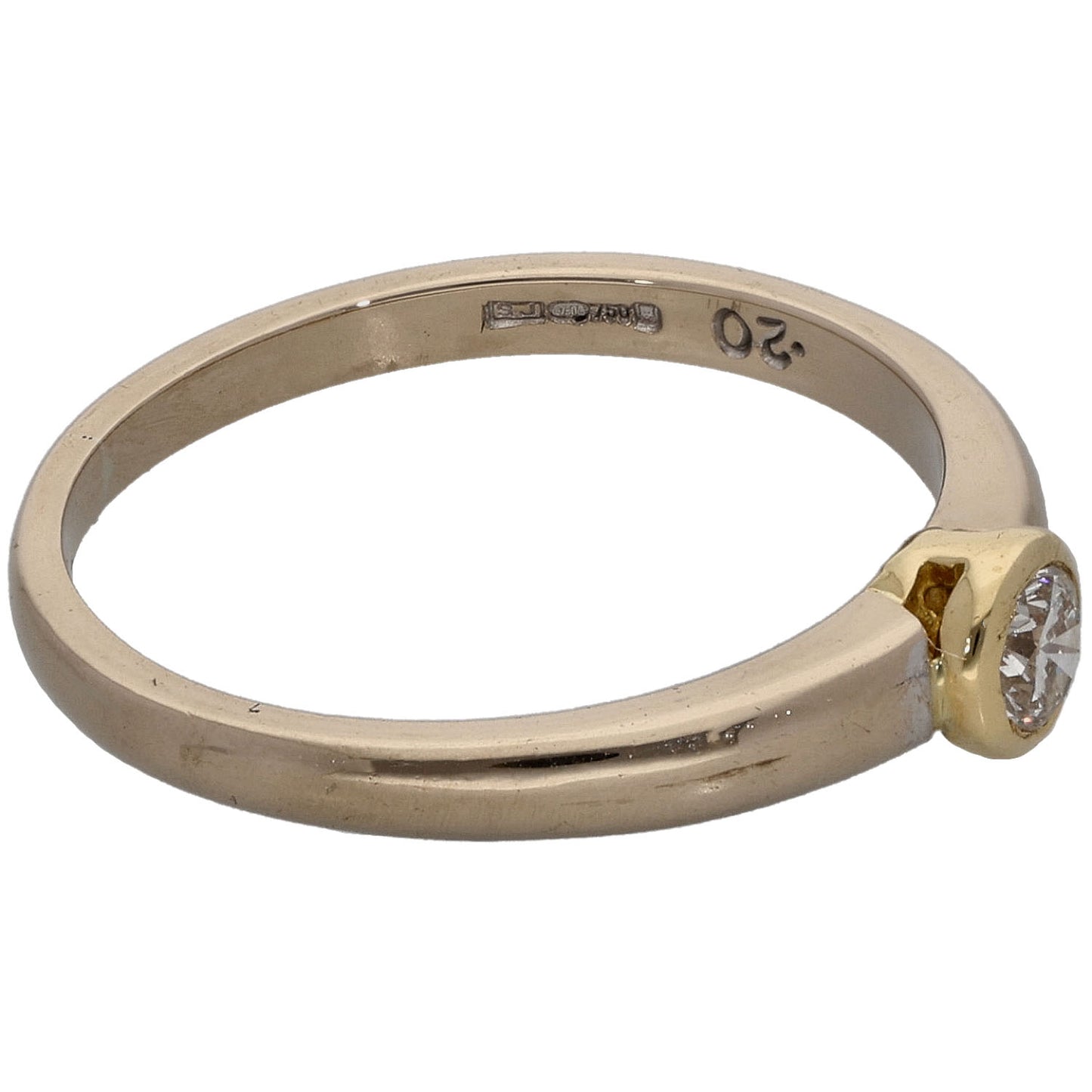 9ct Bi-Colour Gold 0.20ct Diamond Solitaire Ring Size N