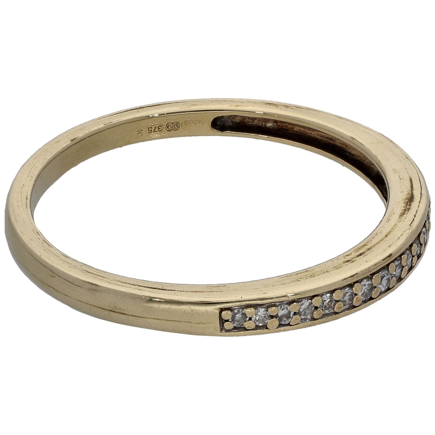 9ct Gold 0.06ct Diamond Half Eternity Ring Size O