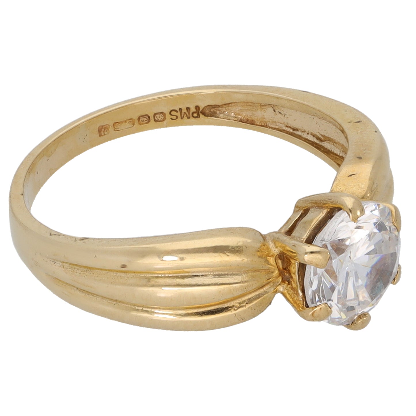 9ct Gold Cubic Zirconia Single Stone Ring Size L