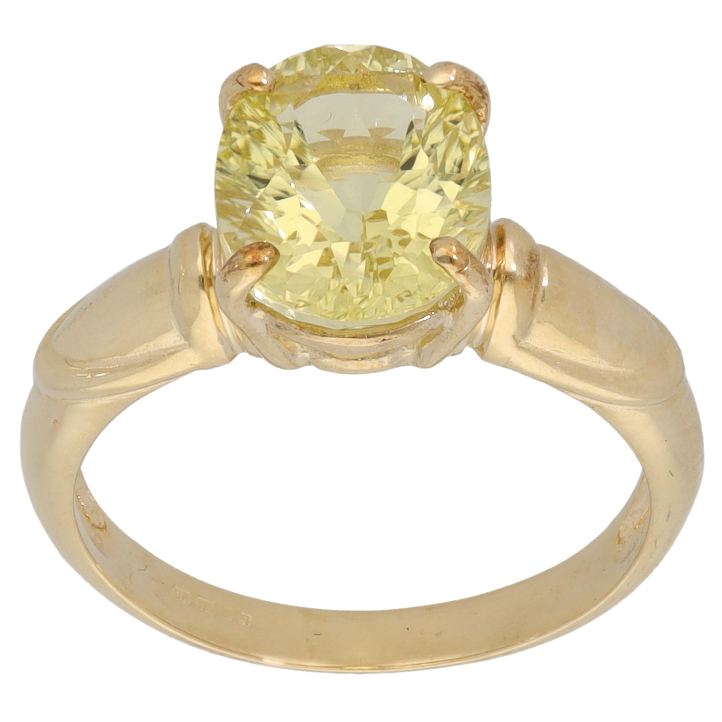 9ct Gold Green Quartz Single Stone Ring Size N