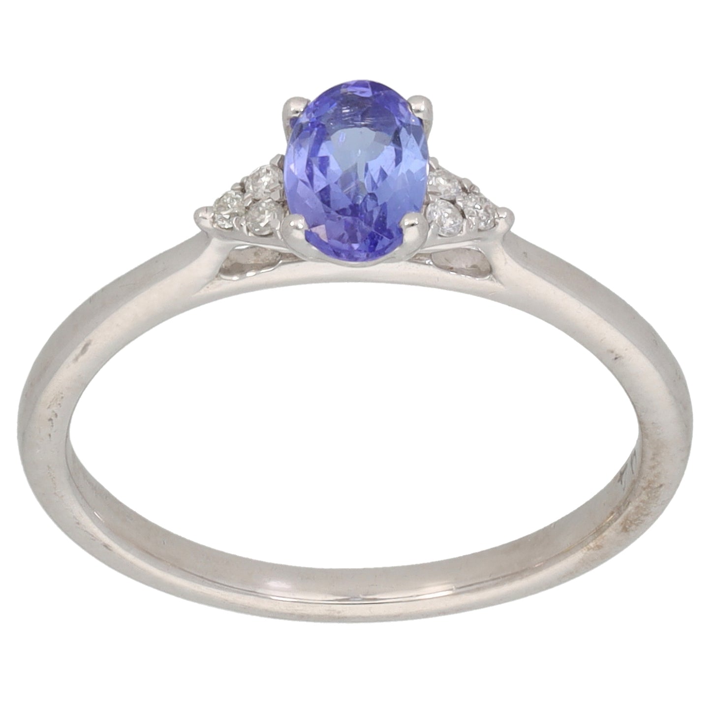 9ct White Gold 0.03ct Diamond & Tanzanite Dress/Cocktail Ring Size L