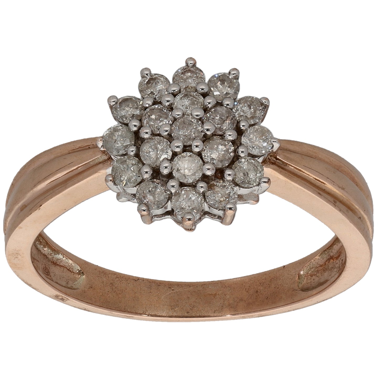 9ct Rose Gold 0.40ct Diamond Cluster Ring Size P