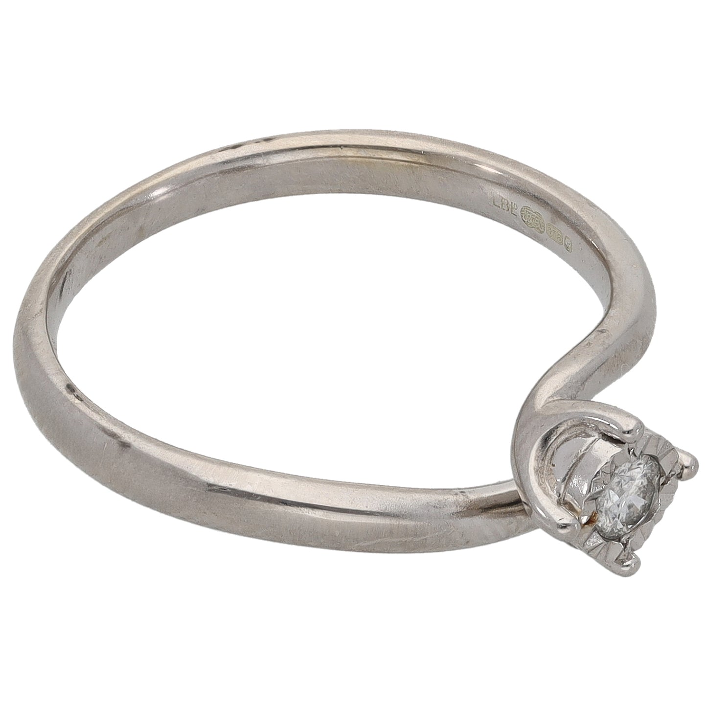 9ct White Gold 0.10ct Diamond Solitaire Ring Size O