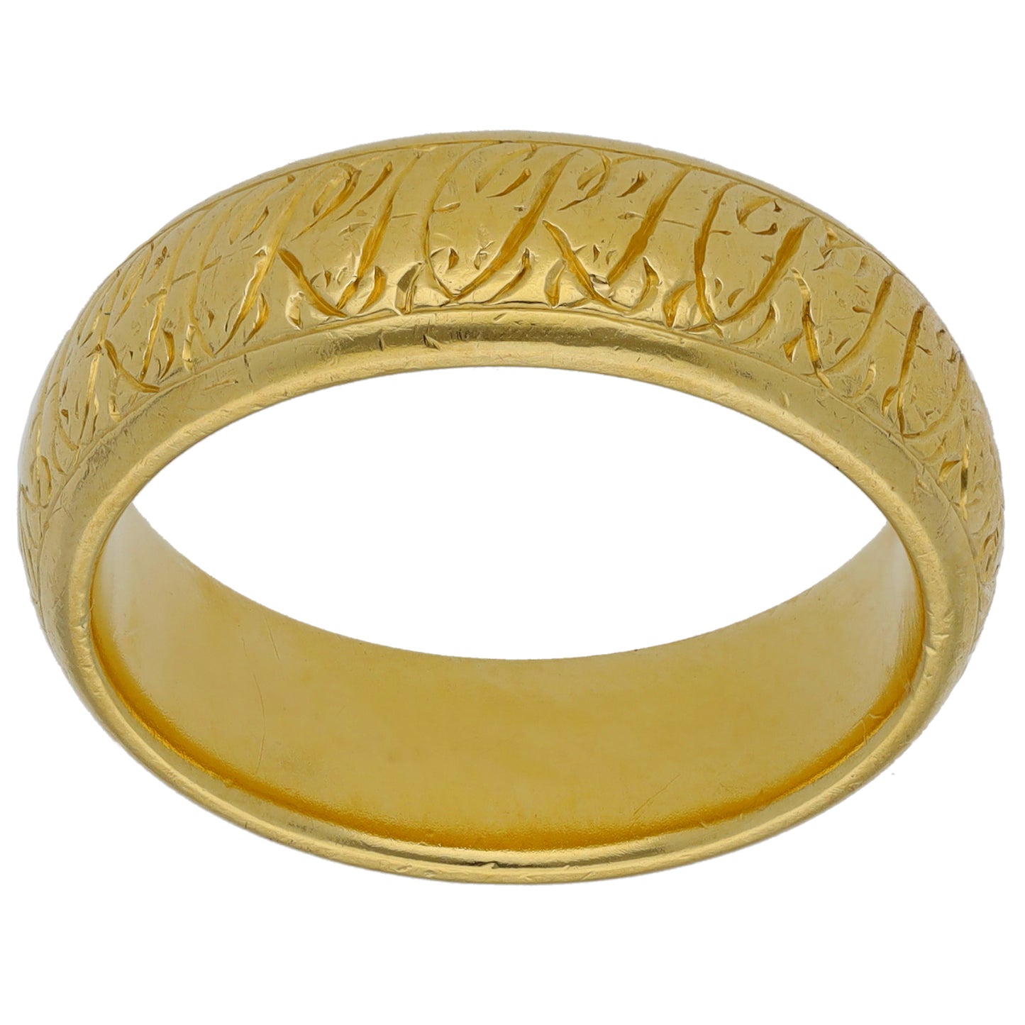 18ct Gold Patterned Wedding Ring Size S