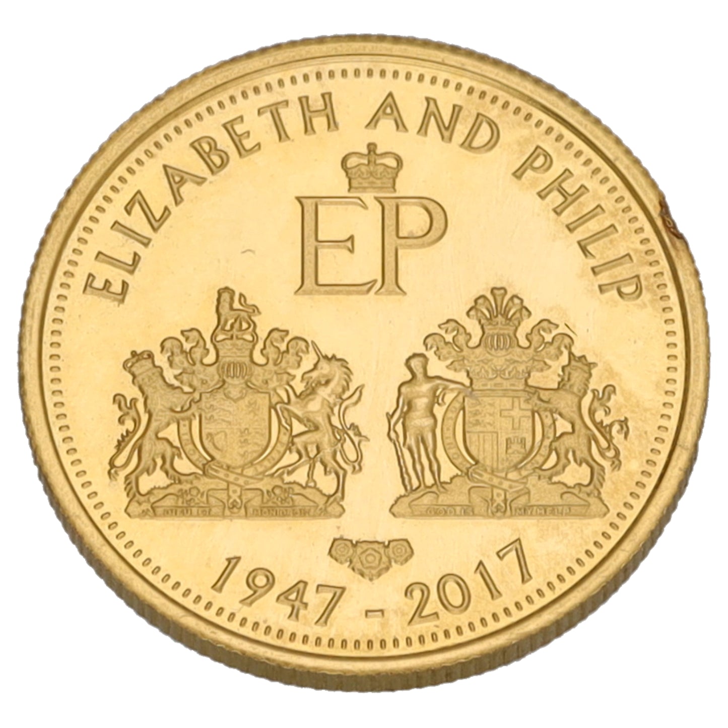 22ct Gold Elizabeth & Phillip Quarter Sovereign Coin 2017