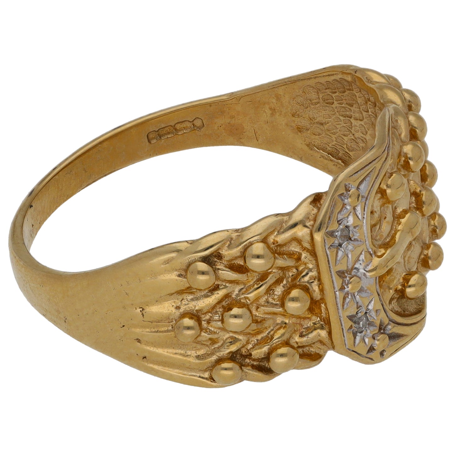 9ct Gold 0.01ct Diamond Buckle Ring Size X