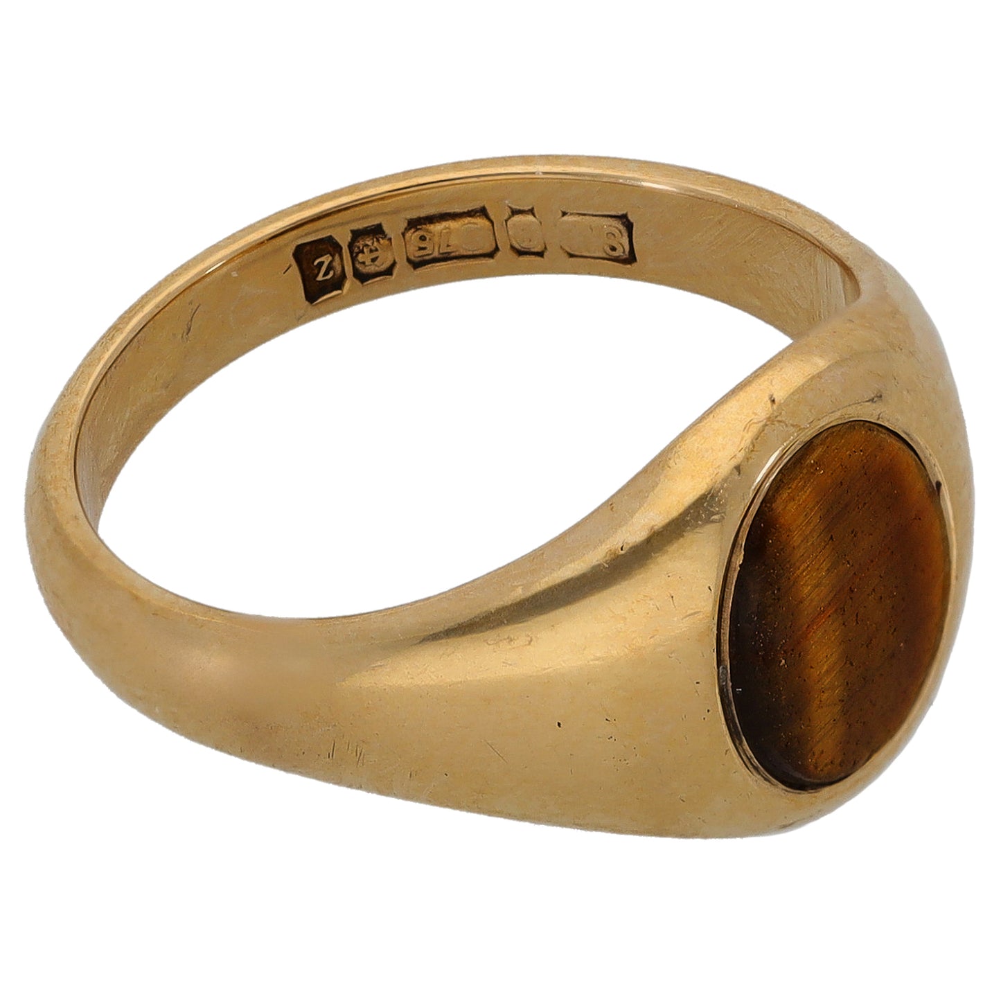 9ct Gold Tiger's Eye Signet Ring Size N