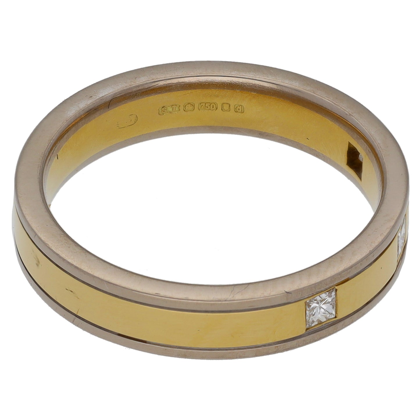 18ct Bicolour Gold 0.15ct Diamond Trilogy Ring Size O