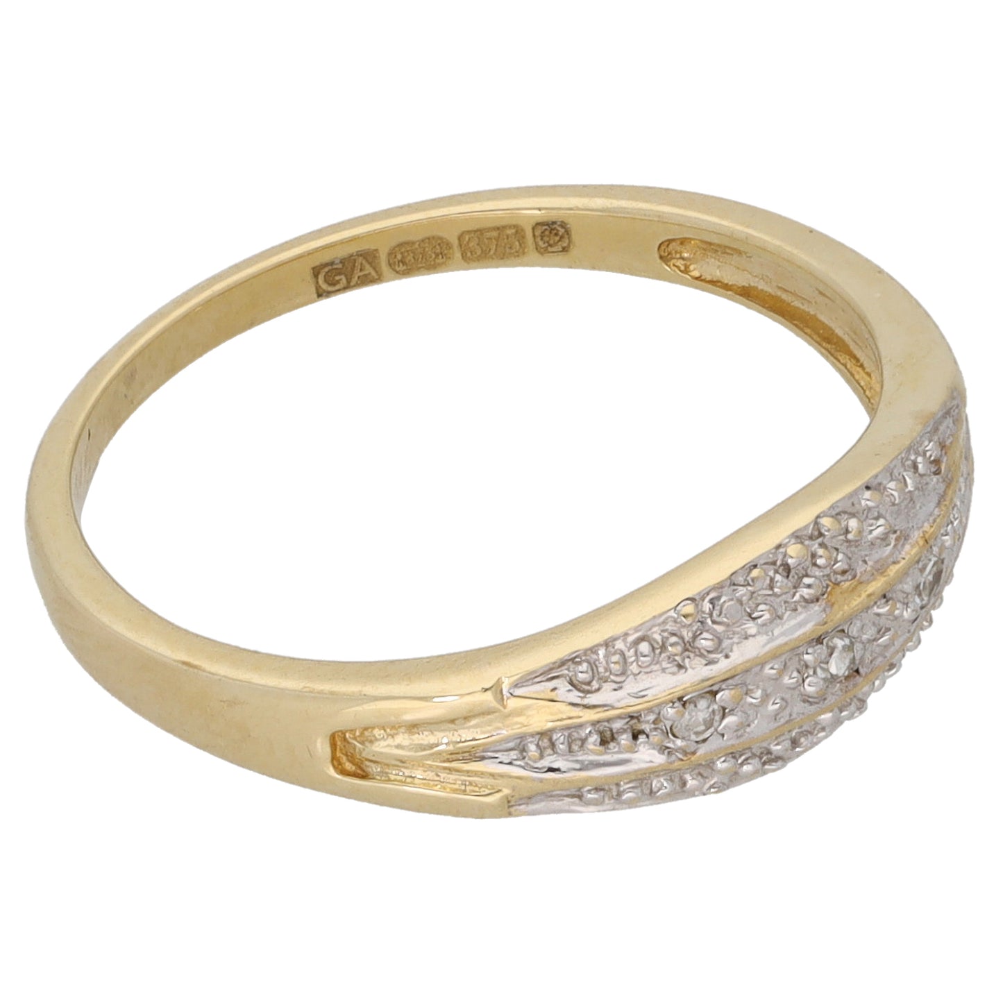 9ct Gold 0.015ct Diamond Half Eternity Ring Size M