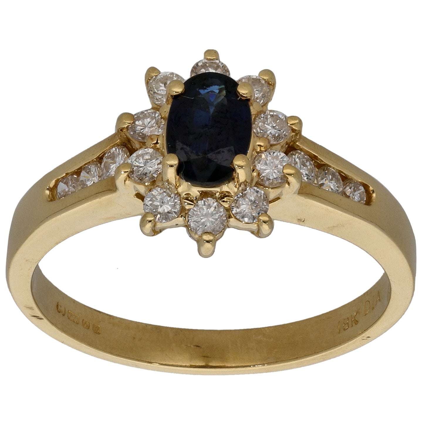 18ct Gold 0.44ct Diamond & Sapphire Dress/Cocktail Ring Size O