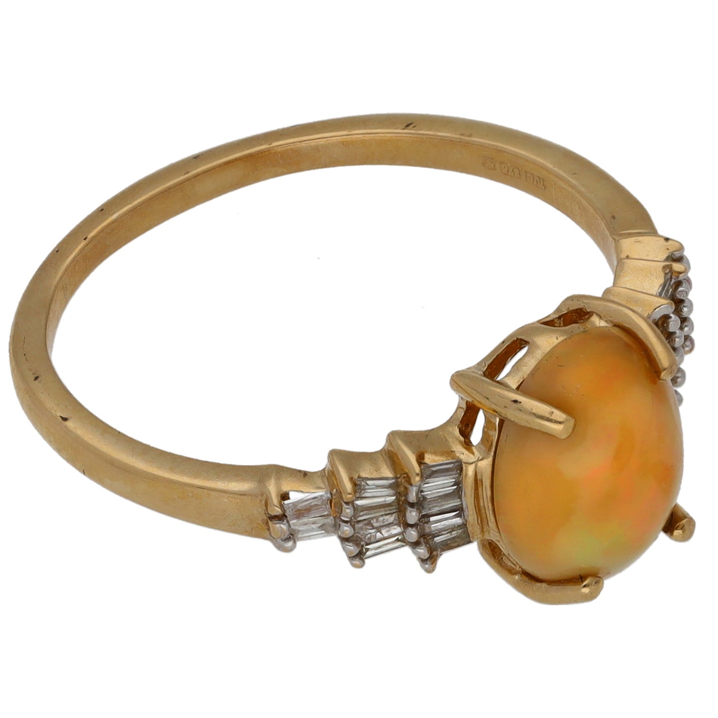 9ct Gold Opal & 0.20ct Diamond Dress/Cocktail Ring Size O