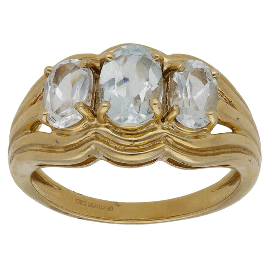 9ct Gold Topaz Trilogy Ring Size N