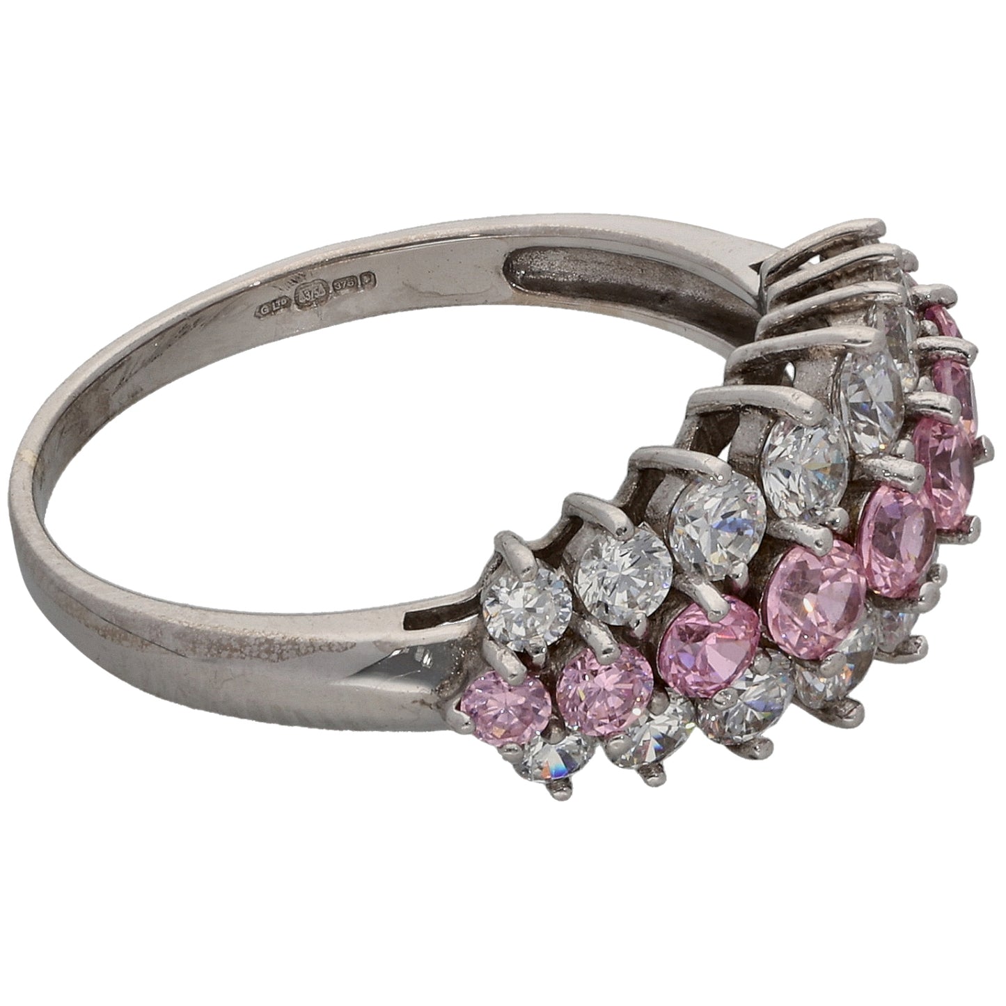 9ct White Gold Cubic Zirconia Dress/Cocktail Ring Size M