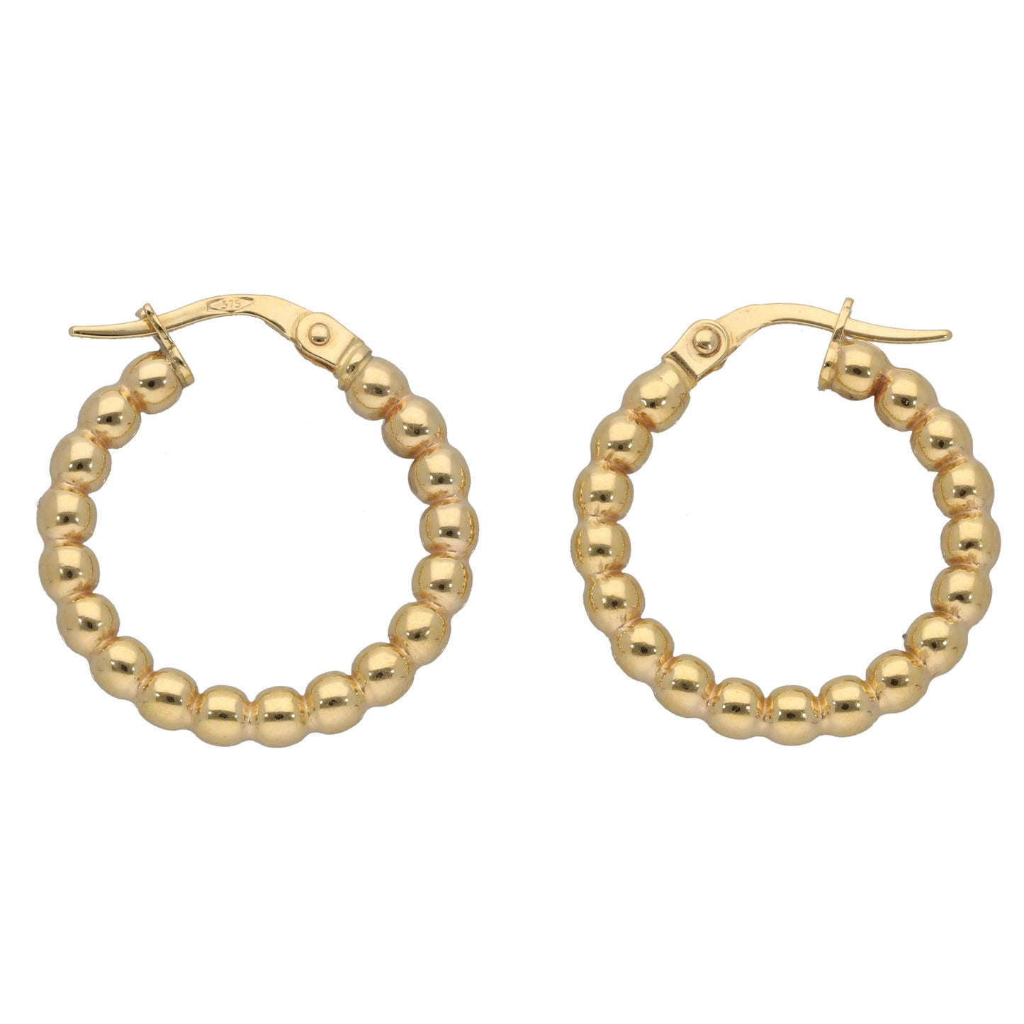 New 9ct Gold Bead Hoop Earrings