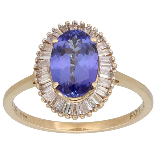 9ct Gold 0.33ct Diamond & Tanzanite Dress/Cocktail Ring Size L