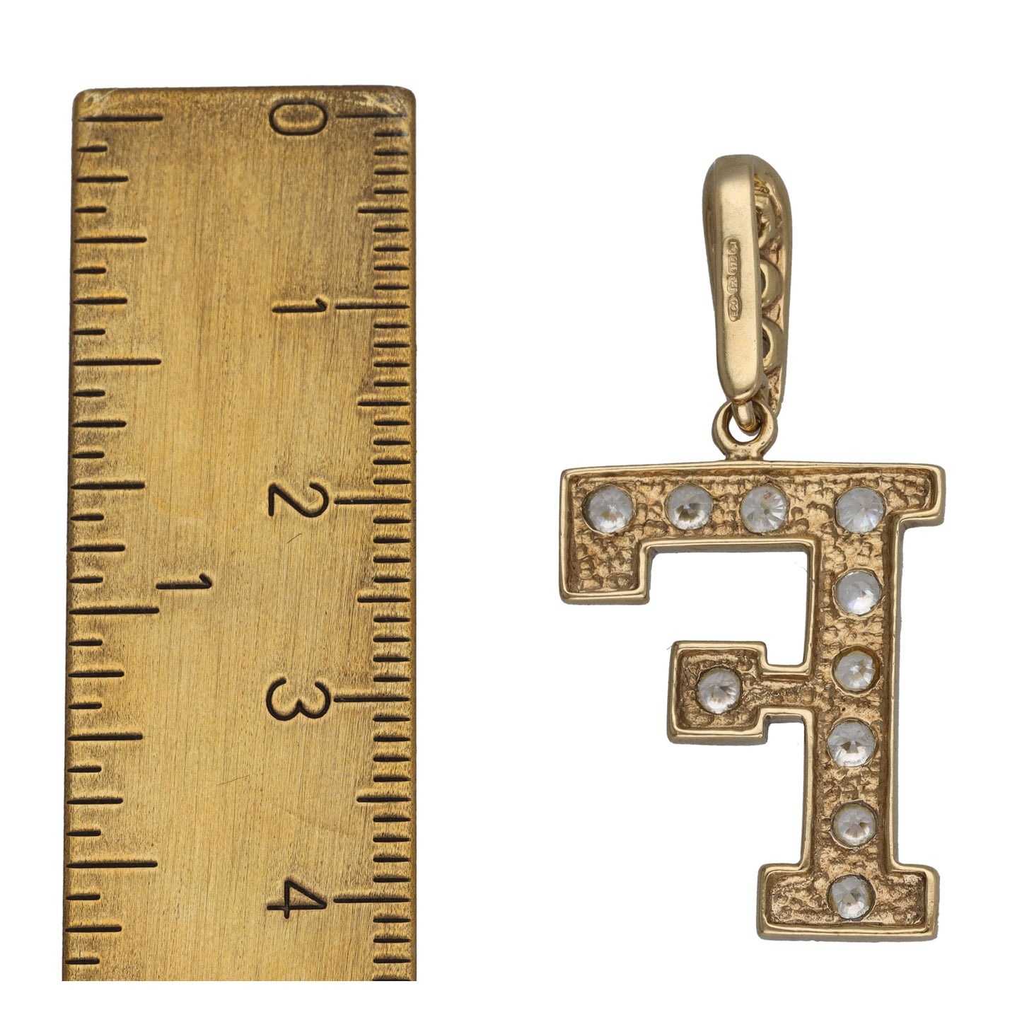 9ct Gold Cubic Zirconia Initial 'F' Pendant