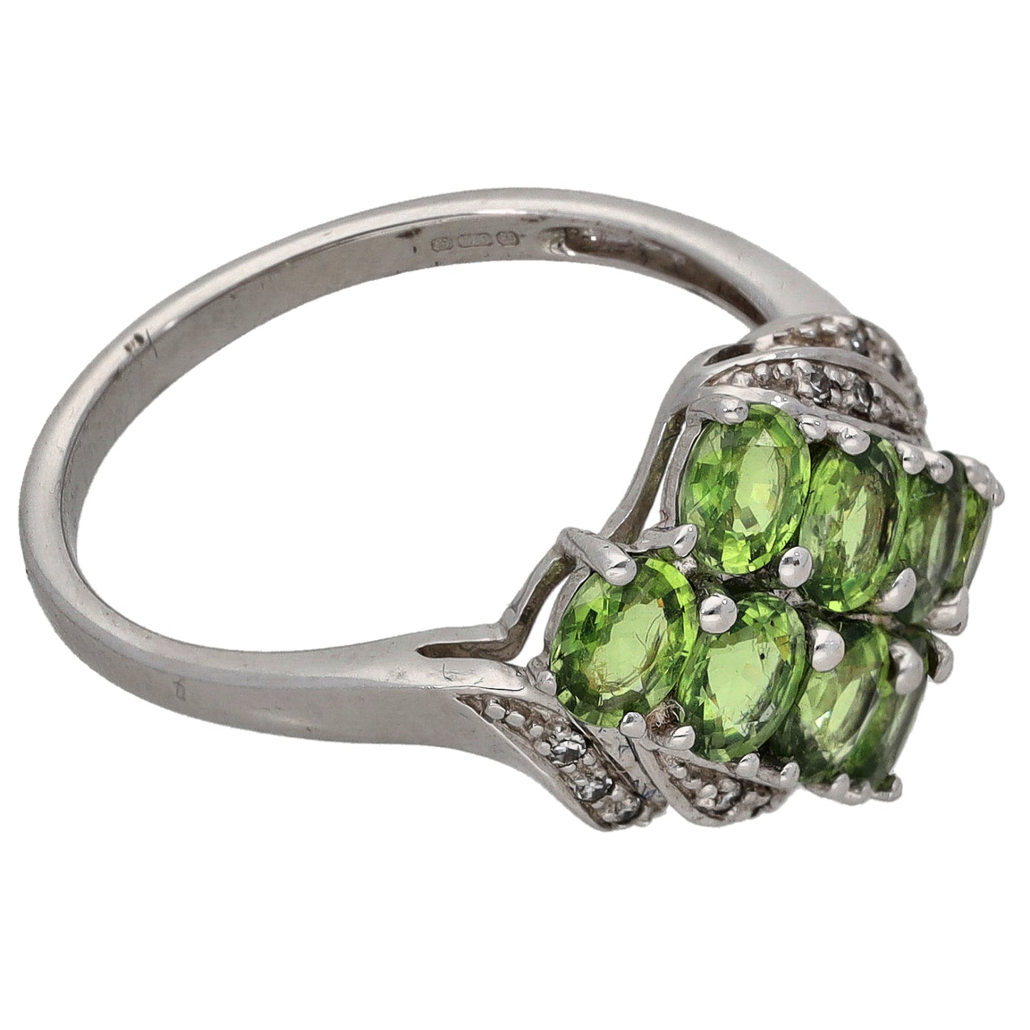 9ct White Gold Sapphire & 0.05ct Diamond Dress/Cocktail Ring Size N