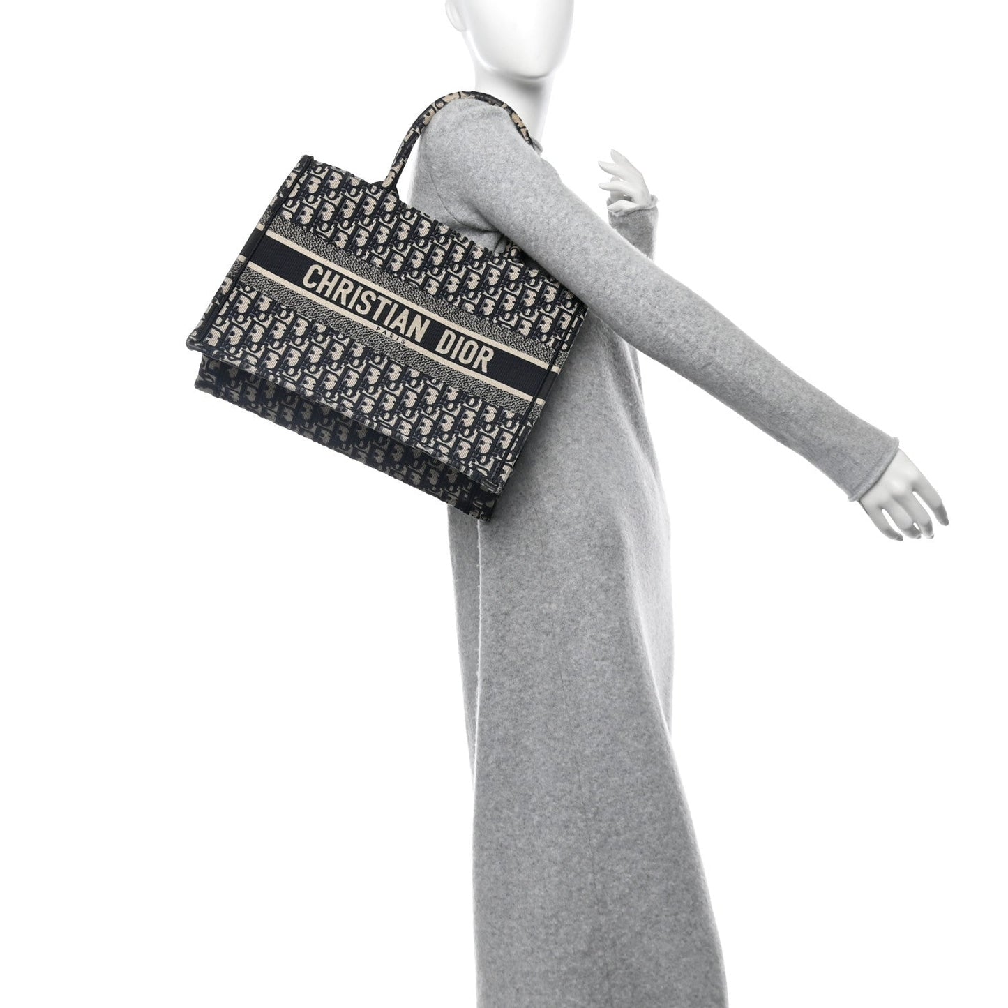 Christian Dior Oblique Medium Book Canvas Tote Bag - Navy