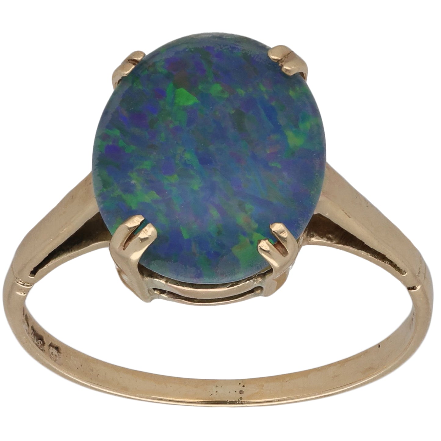 9ct Gold Opal Triplet Single Stone Ring Size N