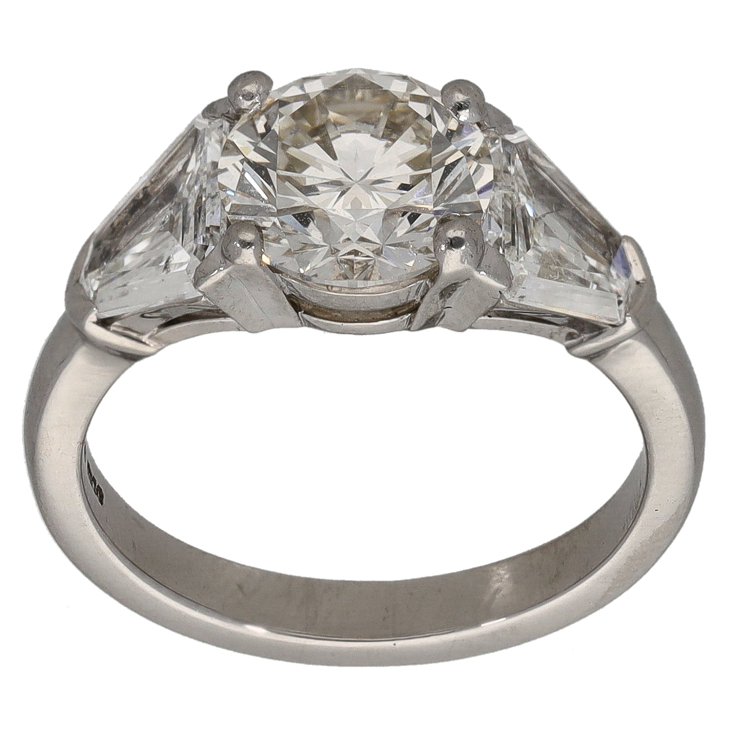 Platinum 2.95ct Diamond Trilogy Ring Size L