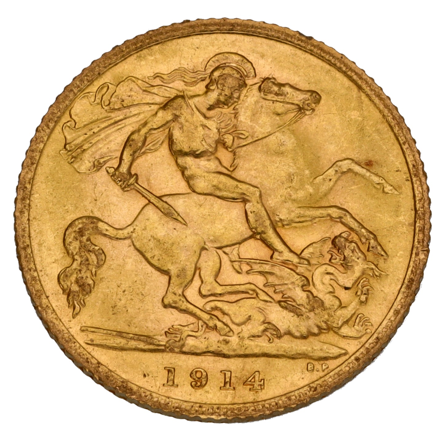 22ct Gold King George V Half Sovereign Coin 1914