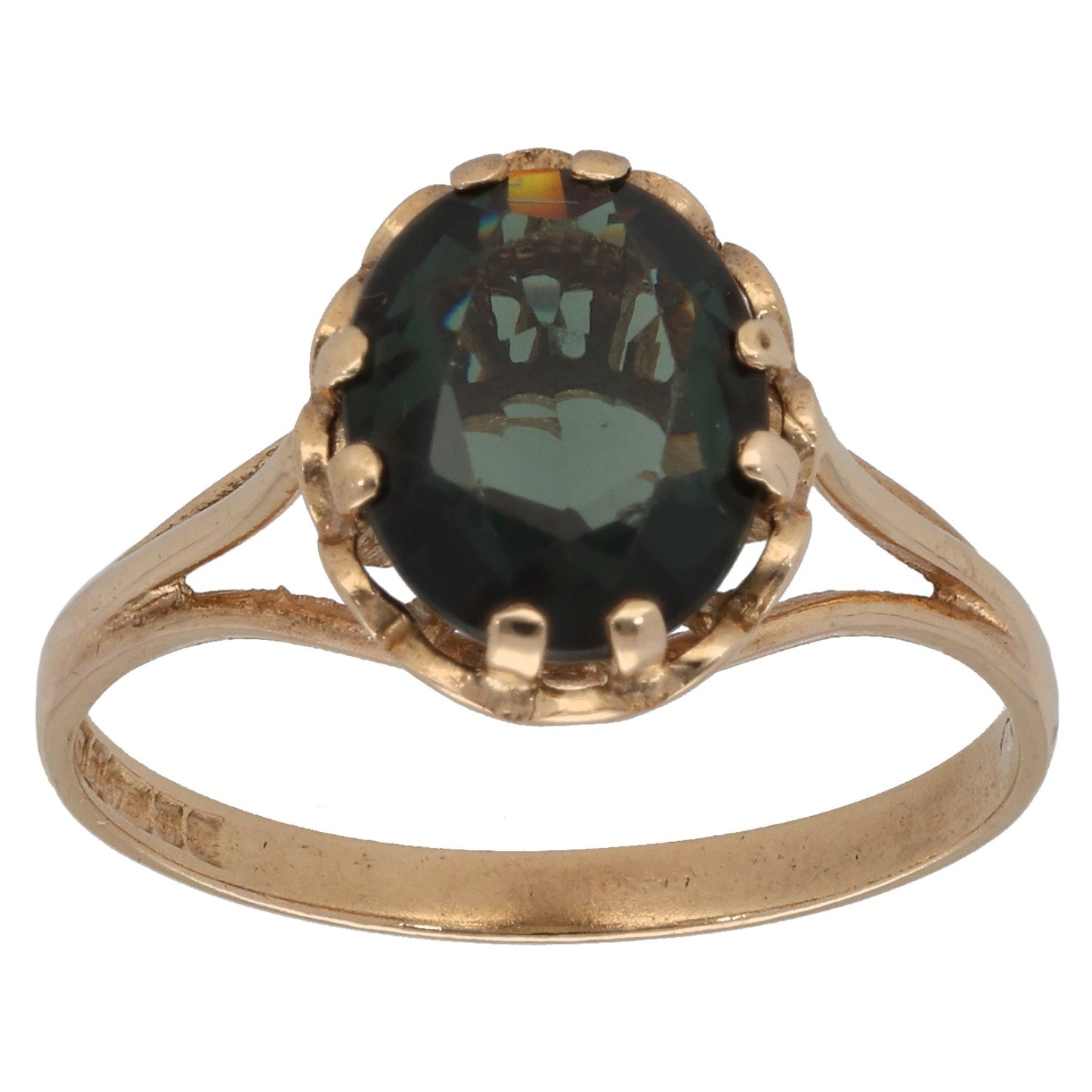 9ct Gold Imitation Gem Single Stone Ring Size Q