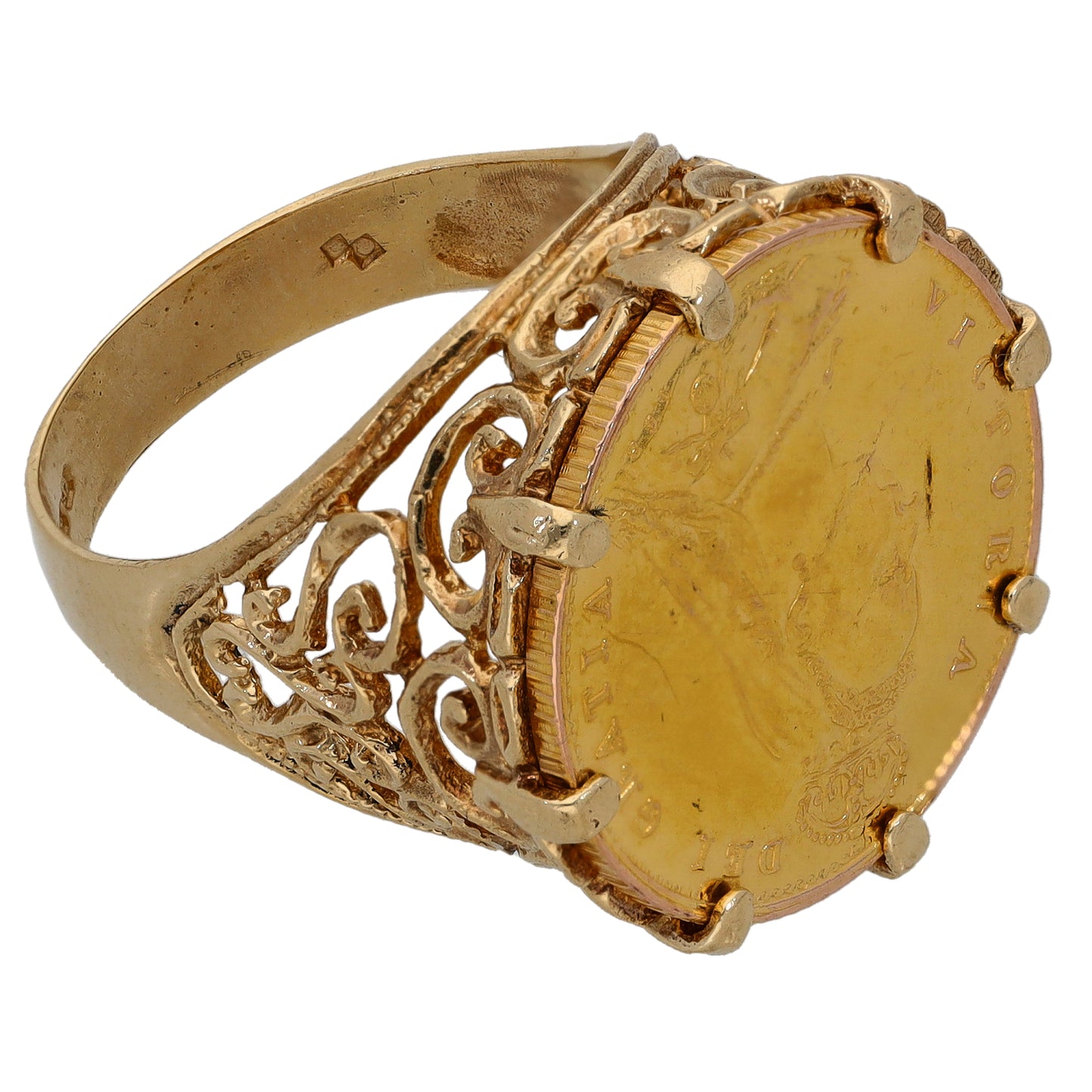 9ct Gold Half Sovereign Coin Ring Size O