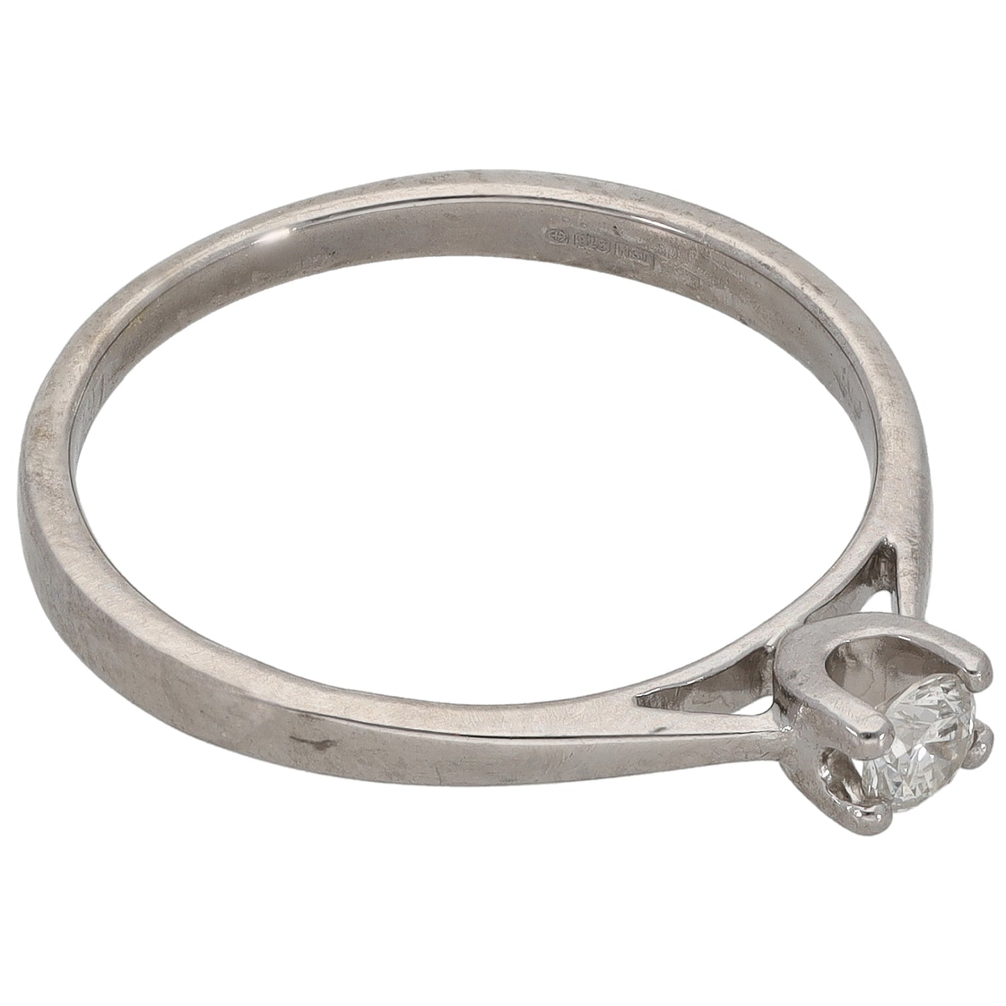 9ct White Gold 0.16ct Diamond Solitaire Ring Size P