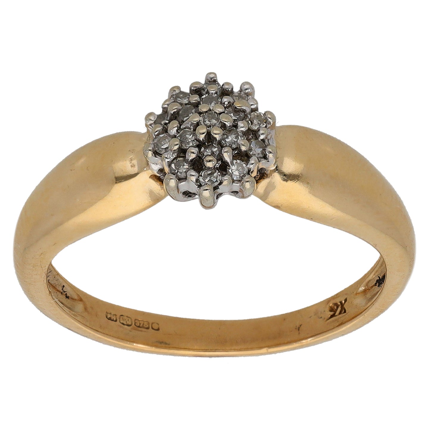 9ct Gold 0.095ct Diamond Cluster Ring Size M
