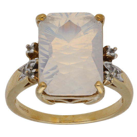 9ct Gold Quartz Dress/Cocktail Ring Size M