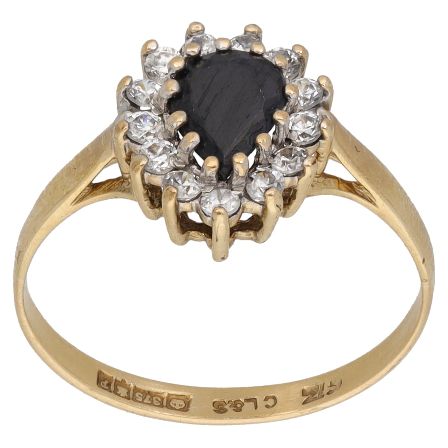 9ct Gold Sapphire & Cubic Zirconia Dress/Cocktail Ring Size N