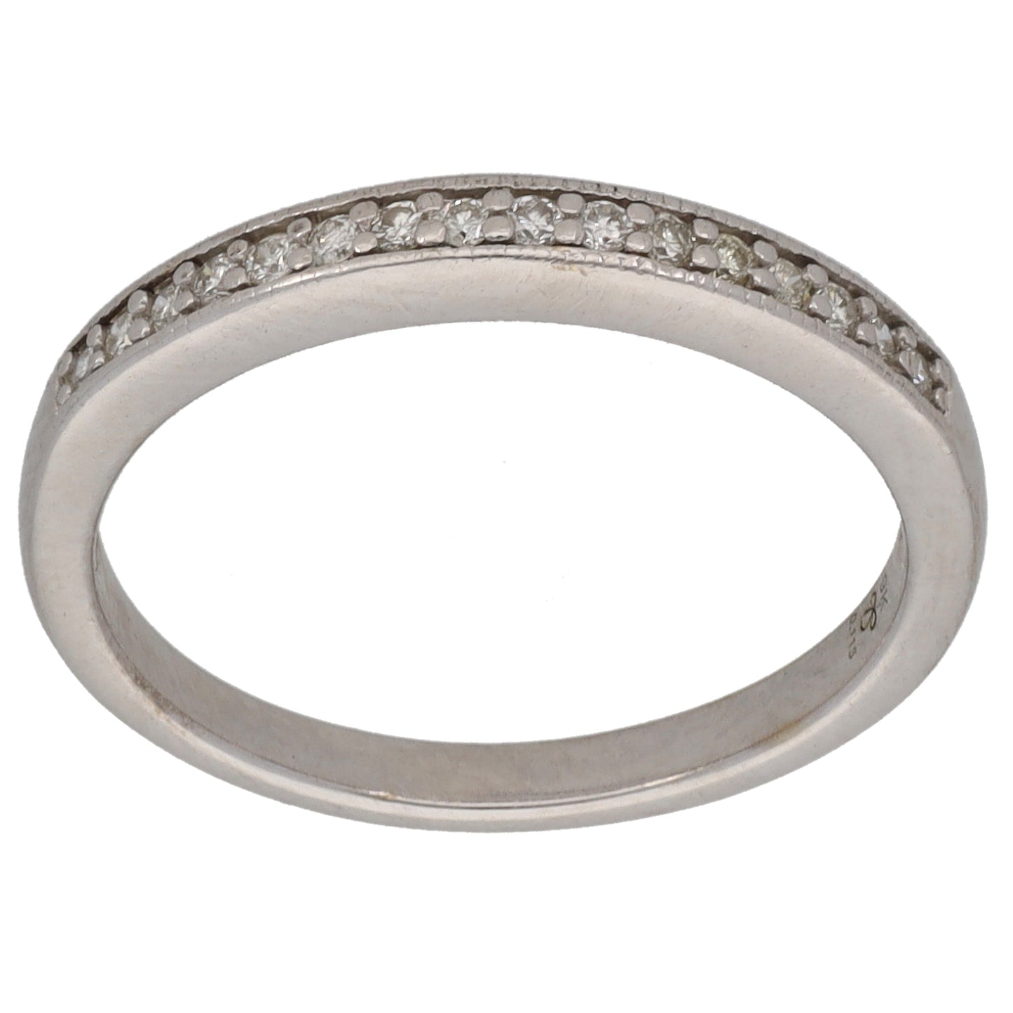 9ct White Gold 0.115ct Diamond Half Eternity Ring Size L