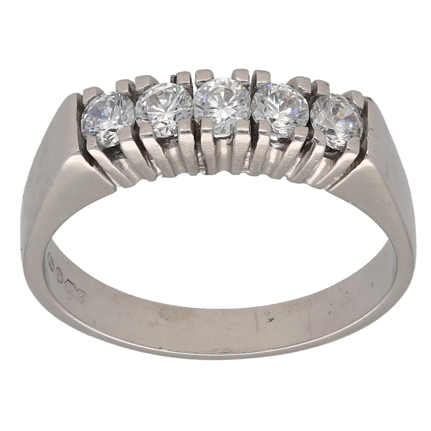 18ct White Gold Cubic Zirconia Half Eternity Ring Size Q