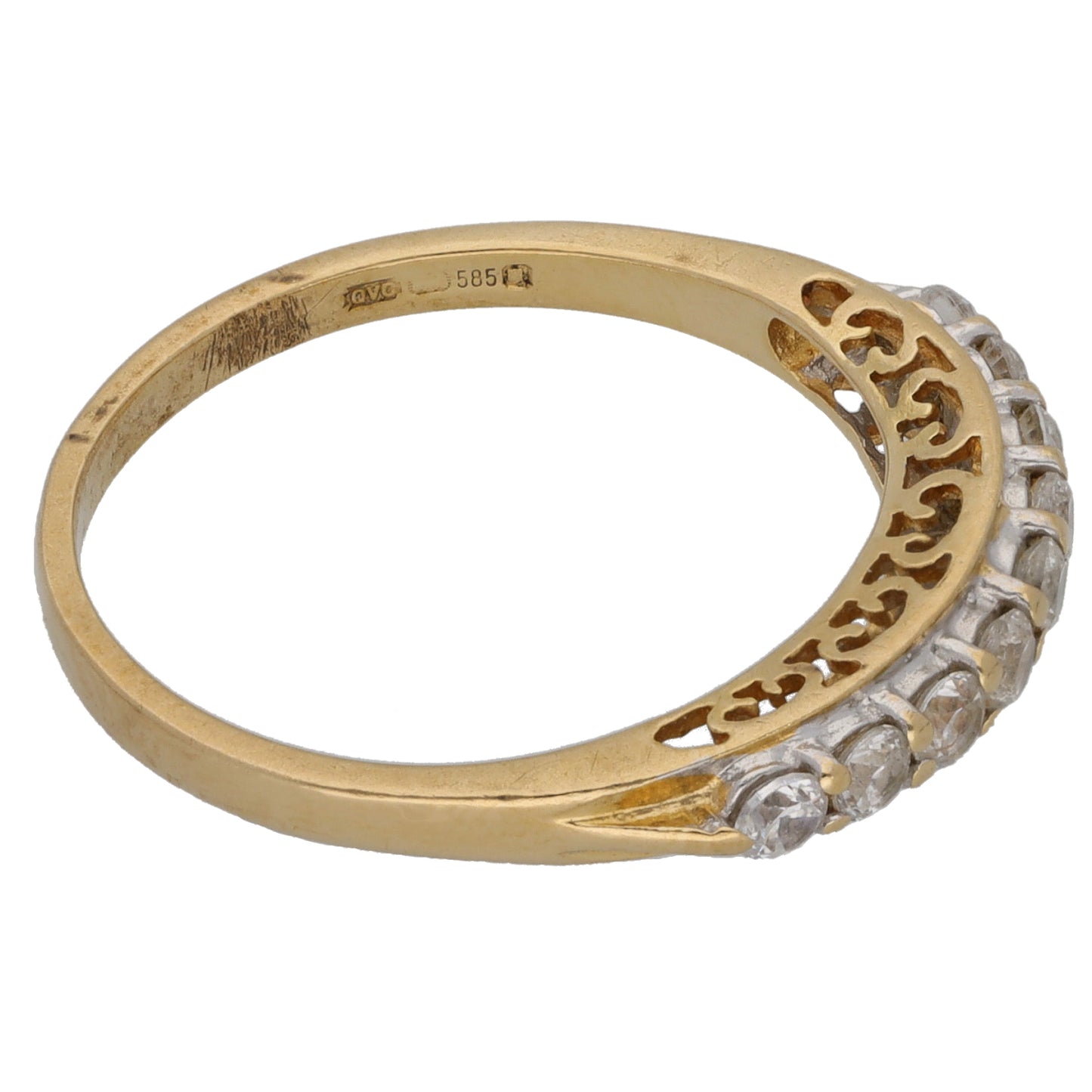 14ct Gold Cubic Zirconia Half Eternity Ring Size O