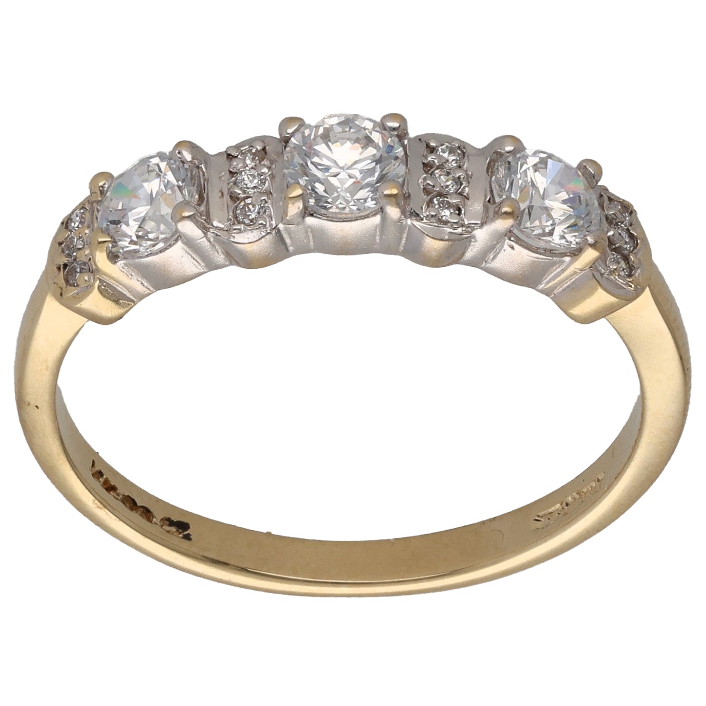 14ct Gold Cubic Zirconia Half Eternity Ring Size T