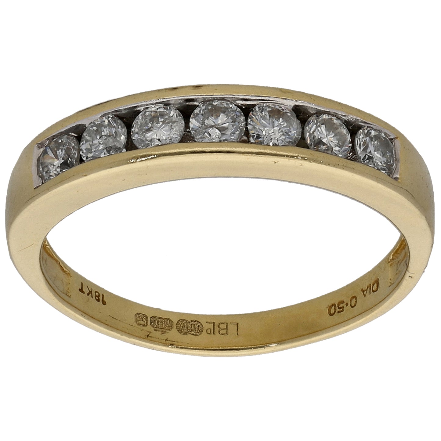 18ct Gold 0.50ct Diamond Half Eternity Ring Size O
